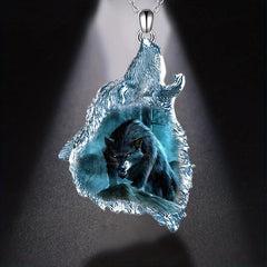 Wolf Crystal Pendant Necklace Goth Animal Toy Gift