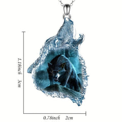 Wolf Crystal Pendant Necklace Goth Animal Toy Gift