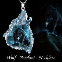 Wolf Crystal Pendant Necklace Goth Animal Toy Gift