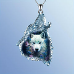 Crystal Wolf Pendant Necklace - Gift for Daughter