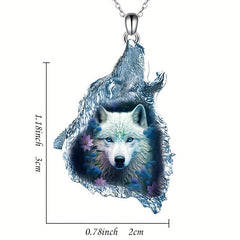 Crystal Wolf Pendant Necklace - Gift for Daughter