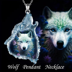 Crystal Wolf Pendant Necklace - Gift for Daughter