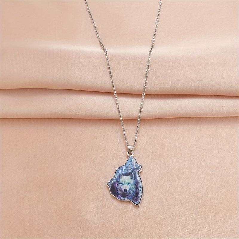Crystal Wolf Pendant Necklace - Gift for Daughter
