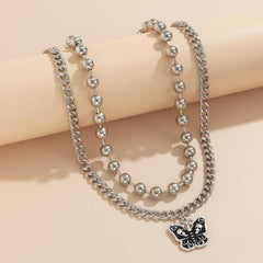 Halloween Punk Bead Chain Necklace Retro Skull Clavicle Set