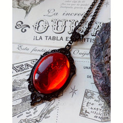 Vintage Gothic Quartz Necklace Devil Halloween Magic Jewelry