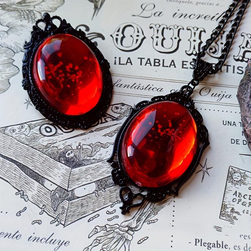 Vintage Gothic Quartz Necklace Devil Halloween Magic Jewelry