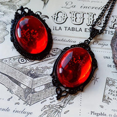 Vintage Gothic Quartz Necklace Devil Halloween Magic Jewelry