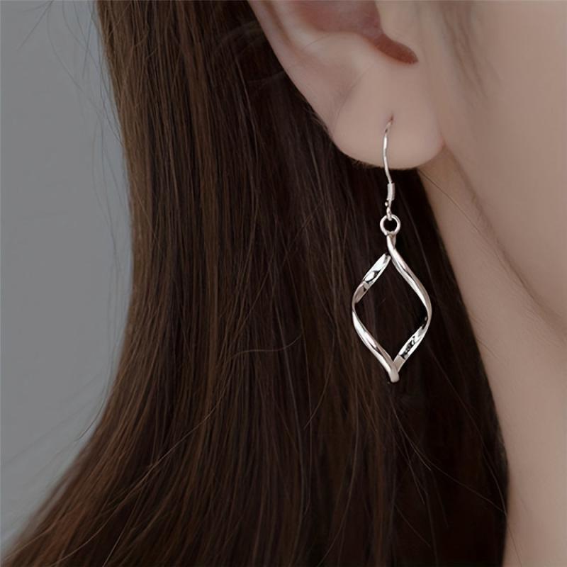 Geometric Rhombus Earrings Wave Twisted Sweet Style