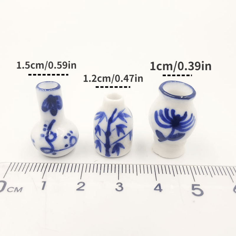 3pcs Mini Ceramic Vase Hand painted Fingertip Pot Succulent Flower Porcelain 1 1