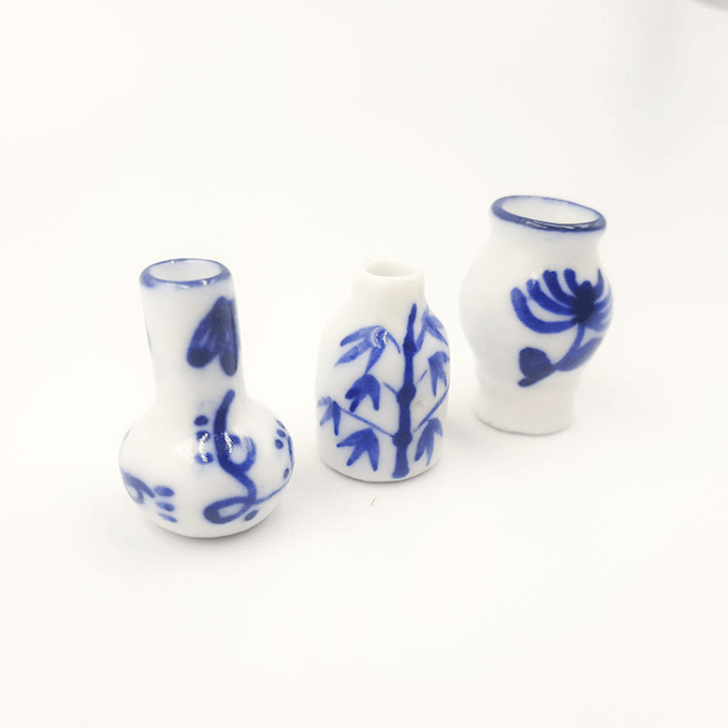 3pcs Mini Ceramic Vase Hand painted Fingertip Pot Succulent Flower Porcelain 1 1
