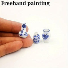 3pcs Mini Ceramic Vase Hand painted Fingertip Pot Succulent Flower Porcelain 1 1
