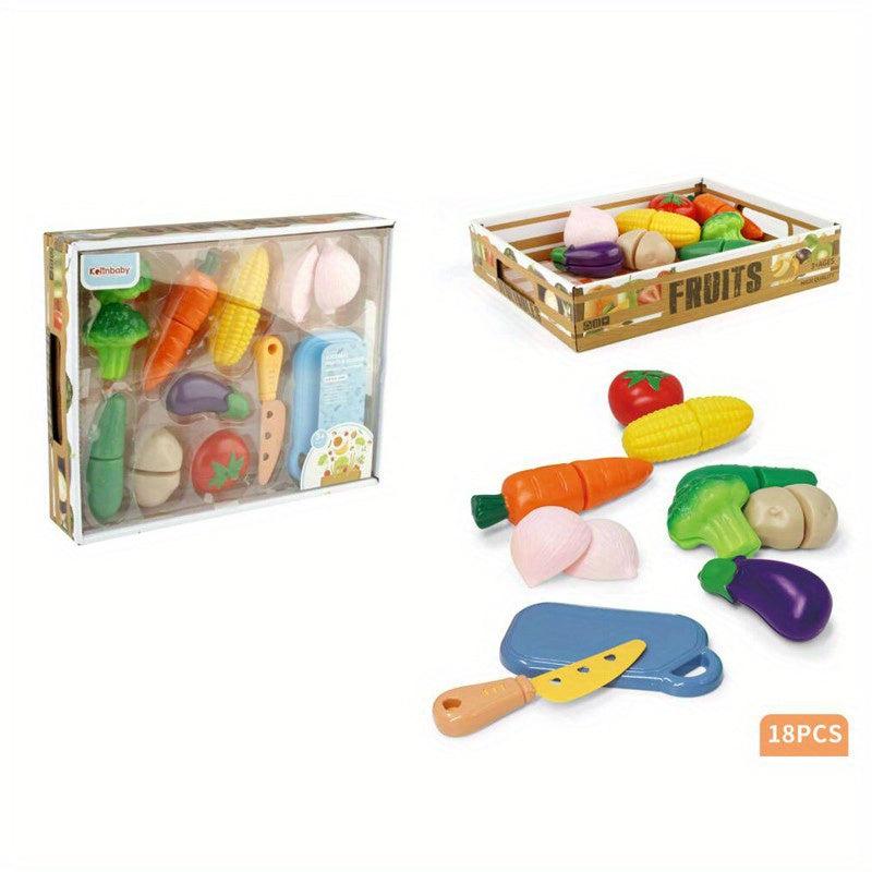 Kids Food Cutting Set - Cuttable Fruits & Vegetables Toy Kitchen Accessories