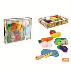 Kids Food Cutting Set - Cuttable Fruits & Vegetables Toy Kitchen Accessories
