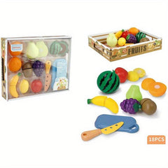Kids Food Cutting Set - Cuttable Fruits & Vegetables Toy Kitchen Accessories
