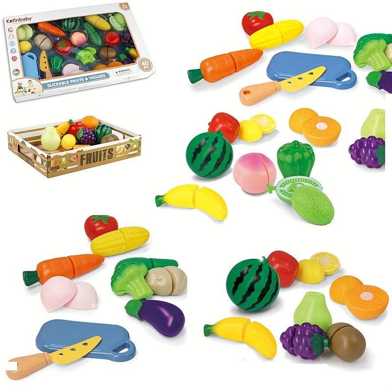 Kids Food Cutting Set - Cuttable Fruits & Vegetables Toy Kitchen Accessories