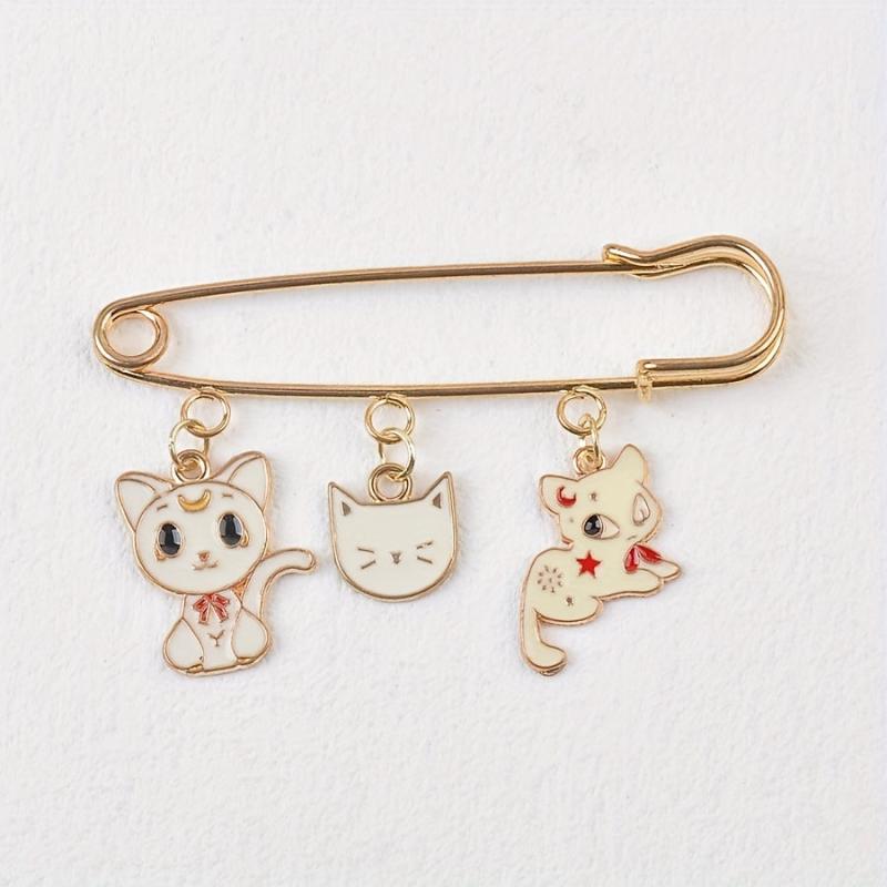 Cute Cartoon Cat Brooch Lapel Pin for Coat Jacket