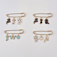 Cute Cartoon Cat Brooch Lapel Pin for Coat Jacket