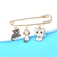 Cute Cartoon Cat Brooch Lapel Pin for Coat Jacket