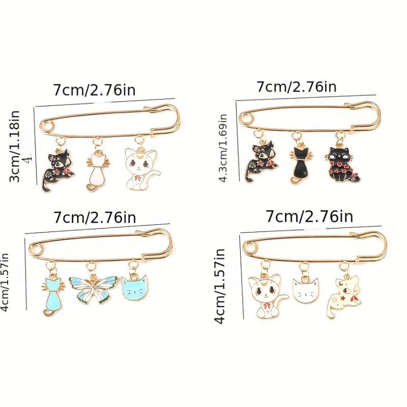 Cute Cartoon Cat Brooch Lapel Pin for Coat Jacket