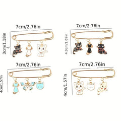 Cute Cartoon Cat Brooch Lapel Pin for Coat Jacket