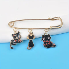 Cute Cartoon Cat Brooch Lapel Pin for Coat Jacket