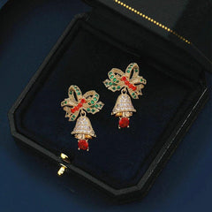 S925 Silver Micro Zircon Earrings - Christmas Bell Jingle Earrings