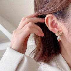 S925 Silver Micro Zircon Earrings - Christmas Bell Jingle Earrings