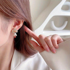 S925 Silver Micro Zircon Earrings - Christmas Bell Jingle Earrings