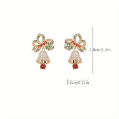 S925 Silver Micro Zircon Earrings - Christmas Bell Jingle Earrings