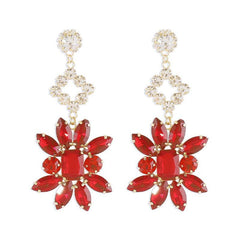 Exaggerated Retro Flower Earrings Grandmother Green Earrings