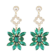 Exaggerated Retro Flower Earrings Grandmother Green Earrings