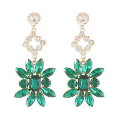 Exaggerated Retro Flower Earrings Grandmother Green Earrings
