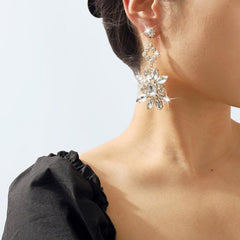 Exaggerated Retro Flower Earrings Grandmother Green Earrings