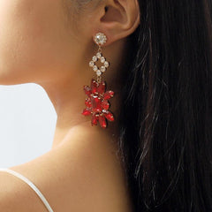 Exaggerated Retro Flower Earrings Grandmother Green Earrings