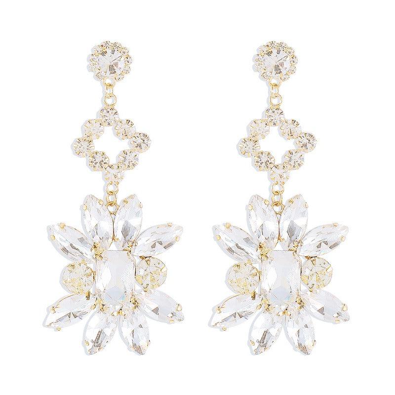 Exaggerated Retro Flower Earrings Grandmother Green Earrings