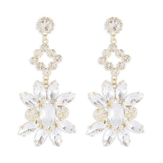 Exaggerated Retro Flower Earrings Grandmother Green Earrings