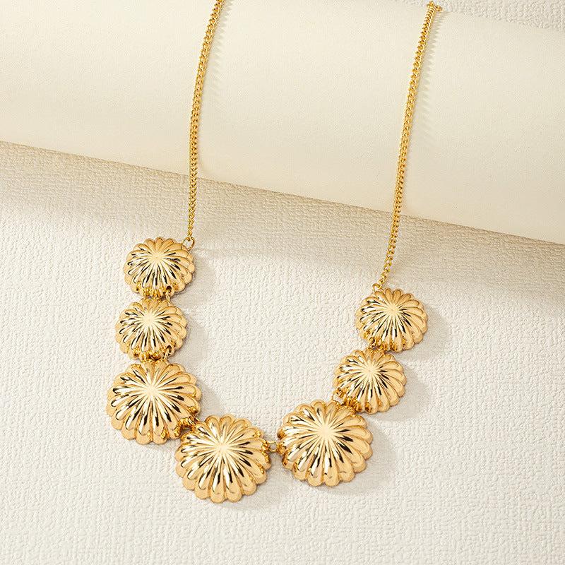Golden Pendant Necklace Clavicle Chain Party Jewelry