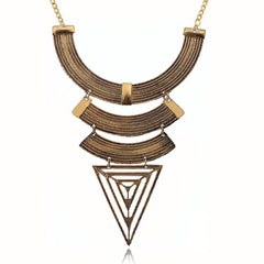 Vintage Geometric Triangle Necklace Collarbone Chain Pendant Set