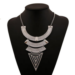 Vintage Geometric Triangle Necklace Collarbone Chain Pendant Set