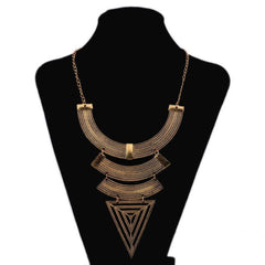 Vintage Geometric Triangle Necklace Collarbone Chain Pendant Set