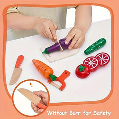 Kids Kitchen Play Toys Fruit and Vegetable Cutting Set