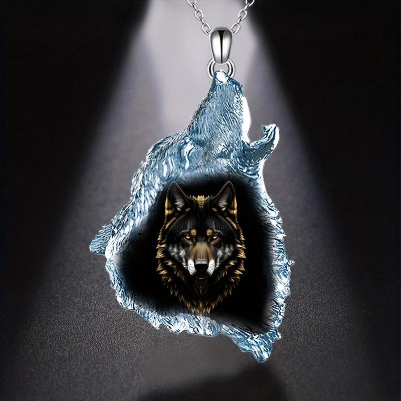 Geometric Triangle Crystal Pendant Wolf Necklace Party Gift