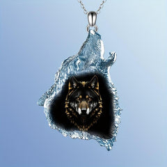 Geometric Triangle Crystal Pendant Wolf Necklace Party Gift