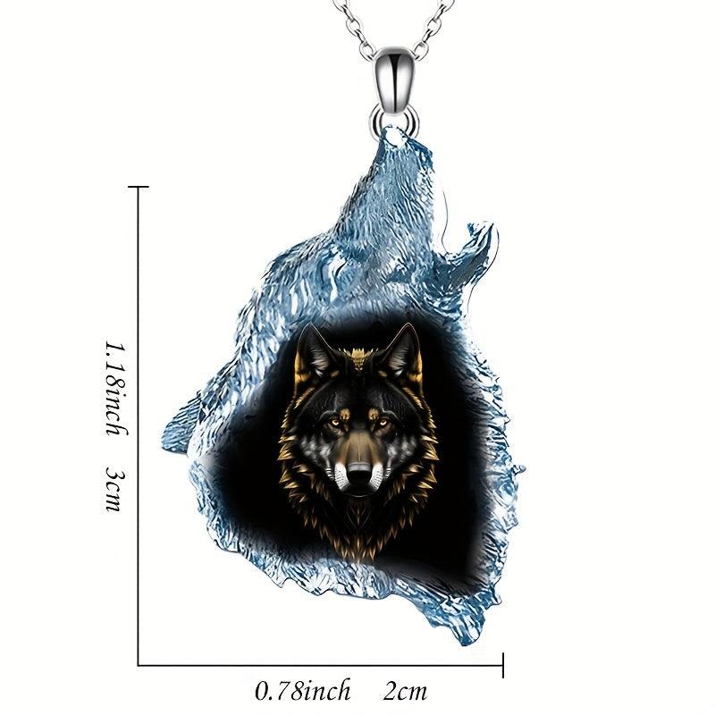 Geometric Triangle Crystal Pendant Wolf Necklace Party Gift