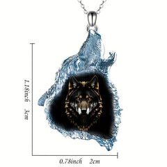 Geometric Triangle Crystal Pendant Wolf Necklace Party Gift