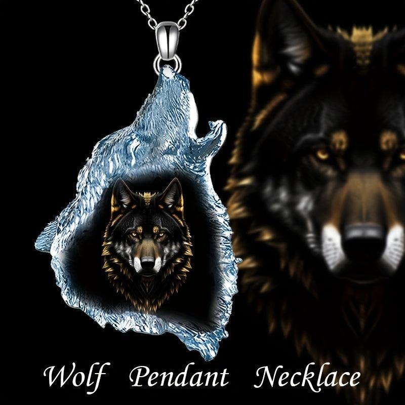 Geometric Triangle Crystal Pendant Wolf Necklace Party Gift