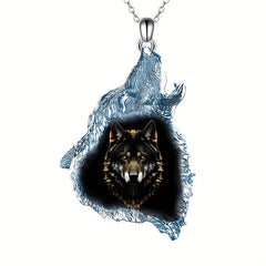 Geometric Triangle Crystal Pendant Wolf Necklace Party Gift
