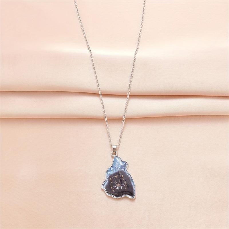 Geometric Triangle Crystal Pendant Wolf Necklace Party Gift