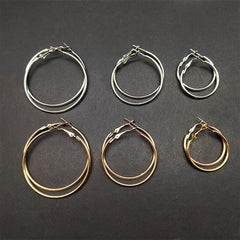 18k Plated Hoop Earrings Set For Women Three Piece Set