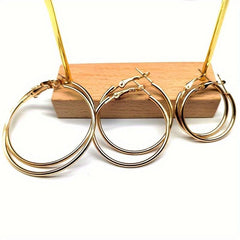 18k Plated Hoop Earrings Set For Women Three Piece Set